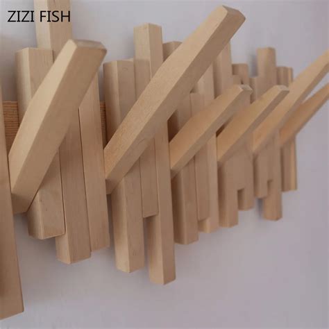 Creative Natural wood hooks wall coat hanger coat rack clothes hanger ...