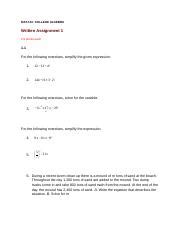 Assignment Sheet WA1 MAT 121 Nov18 Docx MAT 121 COLLEGE ALGEBRA