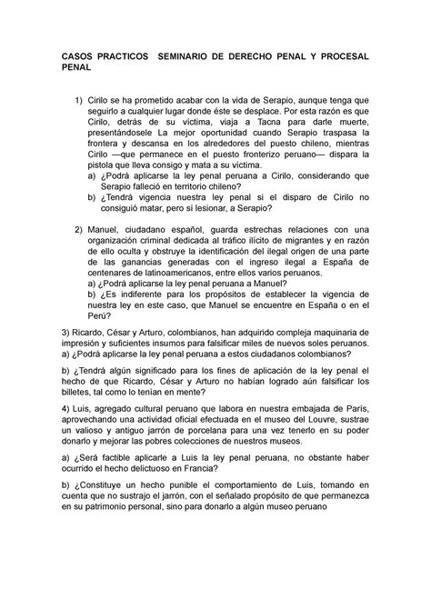 Casos Practicos Seminario De Derecho Penal Y Procesal Penal Casos Practicos Seminario De