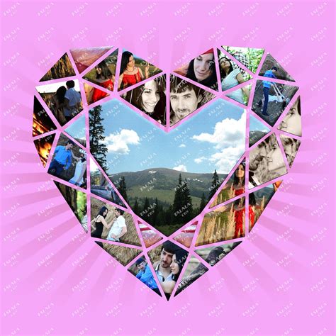 Digital Heart Collage Template Download For Photoshop For 37 Etsy