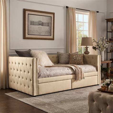 Knightsbridge Tufted Nailhead Daybed With Storage By Inspire Q Artisan