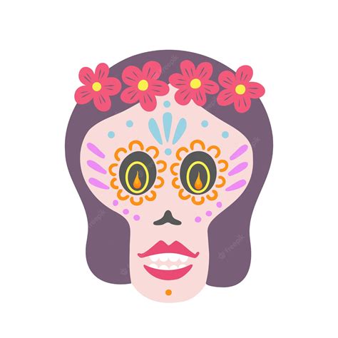 Dia De Los Muertos Día De La Mujer Muerta Ilustración Dibujada A Mano Vector Premium