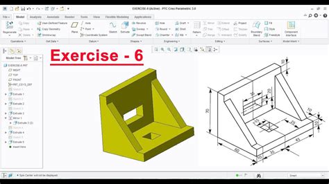 Creo Parametric Exercise 6 How To Extrude Exrude Cut In Creo