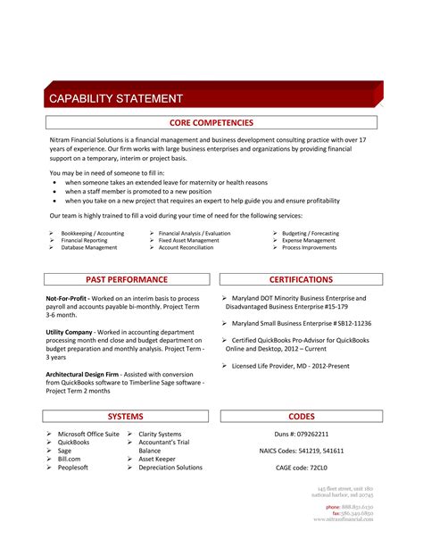 Effective Capability Statement Templates Examples Templatelab