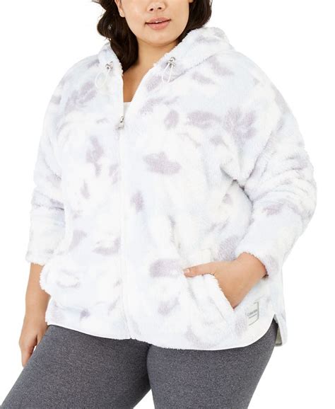 Calvin Klein Plus Size Printed Fuzzy Zip Front Jacket Macy S