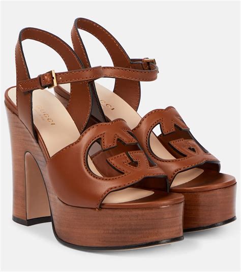 Gucci Interlocking G Leather Platform Sandals In Cuir Modesens