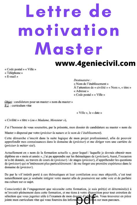 Exemple De Lettre De Motivation Pour Un Master Professionnel Partagez