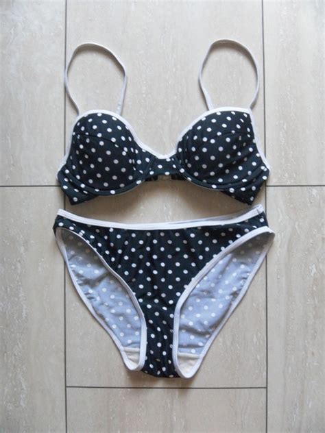 Czarny strój kostium kąpielowy bikini groszki 38 M Będzin Kup teraz