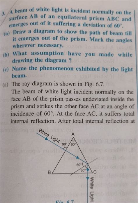 3 A Beam Of White Light Is Incident Normally On The Surface Ab Of An Equ