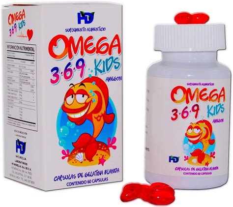 Omega 3 6 9 Kids Amegon 60 cápsulas de Aceite de Salmón para niños