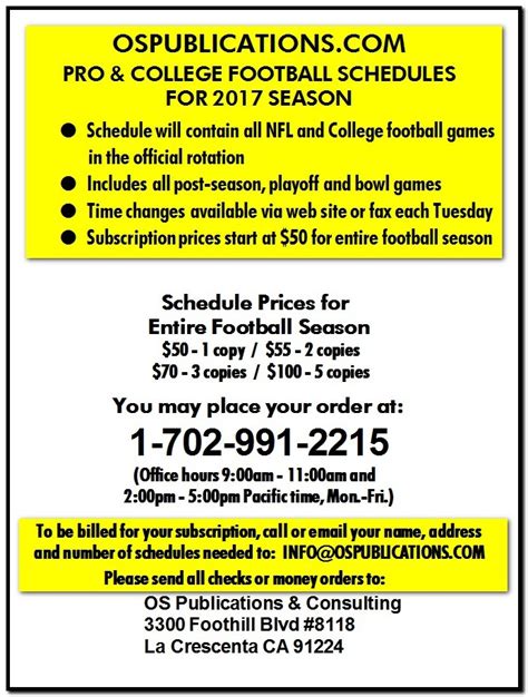 Os Publications Football Schedules