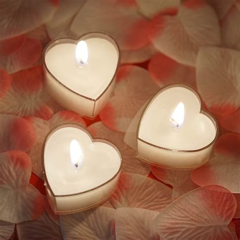 12 Pack White Heart Candles Heart Shaped Tealight Candles Dinner