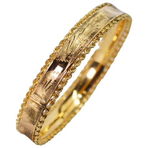 Engraved Gold Bangle Bracelet At 1stdibs