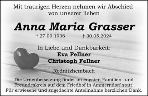 Traueranzeigen Von Anna Maria Grasser Trauer Nn De