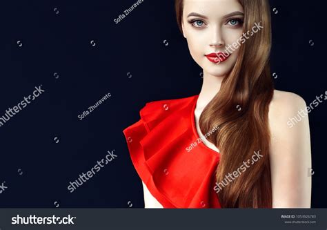 Beautiful Brunette Model Girl Long Curly Stock Photo 1053926783 Shutterstock