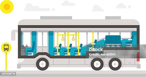 Flat Design Bus Interior Infographic向量圖形及更多巴士圖片 巴士 裡面 矢量圖 Istock