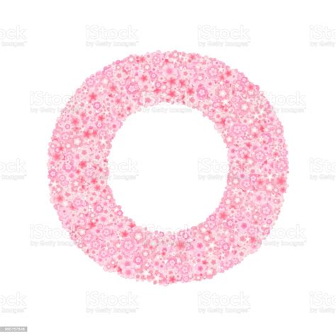 Vector Cherry Or Sakura Blossoms Font Letter O Stock Illustration