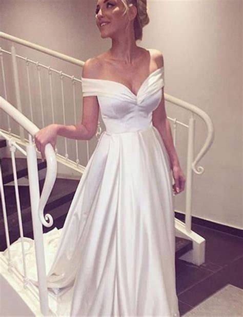 Elegant Simple Off Shoulder Wedding Dress