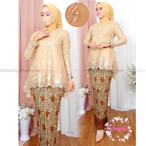 Jual Ready Kq Setelan Brokat Modern Blouse Azkia Kebaya Modern