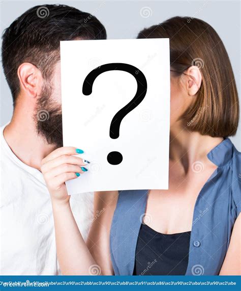 Problem In Couple Question Mark Couple Holding Paper Question Mark Anonymous Man And Woman