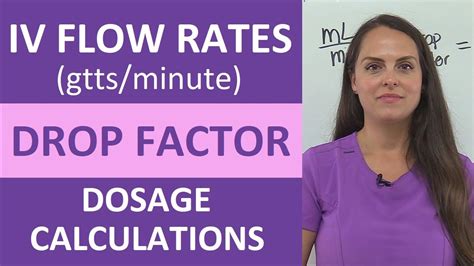 Iv Drip Flow Rates Drop Factor Gttsminute Dosage Calculations Nursing