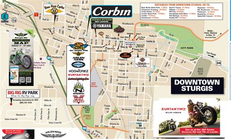Downtown Sturgis map - Biker City Guide By Biker InCite