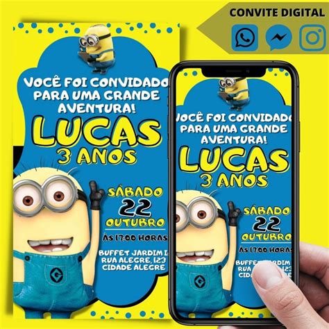 Convite Digital Minions Elo Produtos Especiais