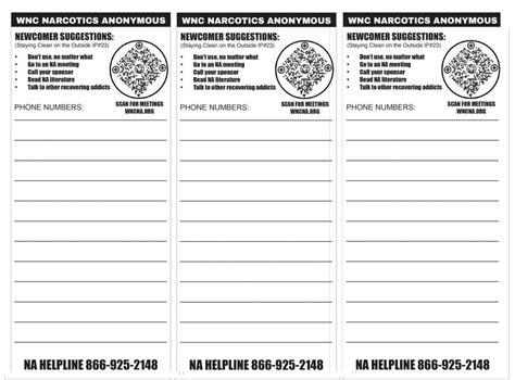 Blank Phone Lists Western North Carolina Area Of Narcotics Anonymous