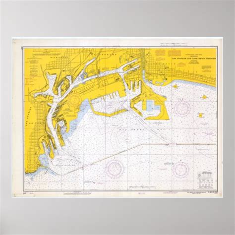 Vintage Map Of San Pedro Bay Ca 1970 Poster