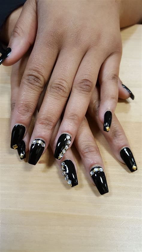 Coffin Black Acrylic Nails The Ultimate Trending Nail Art ADDICFASHION