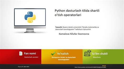 Python Dasturlash Tilida Shartli Otish Operatorlari Youtube