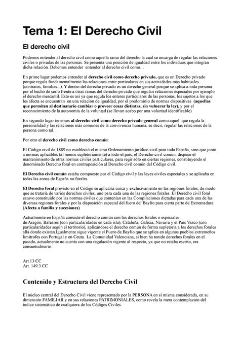 Apuntes Tema 1 Tema 1 Civil Tema 1 El Derecho Civil El Derecho