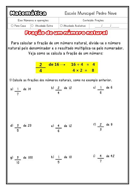 EnsiNanddo Matemática Fração de um número natural