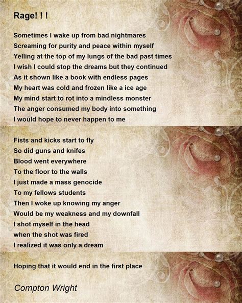 Rage! ! ! Poem by Compton Wright - Poem Hunter