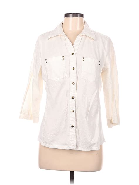 Cathy Ivory 3 4 Sleeve Button Down Shirt Size M 50 Off Thredup