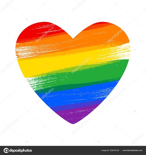 Heart In Rainbow Lgbt Flag Colors Paint Style Vector Illustration