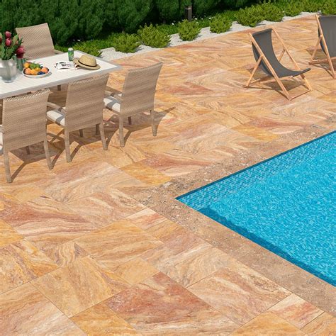 Premium Select Autumn Blend Travertine Tumbled Paver French