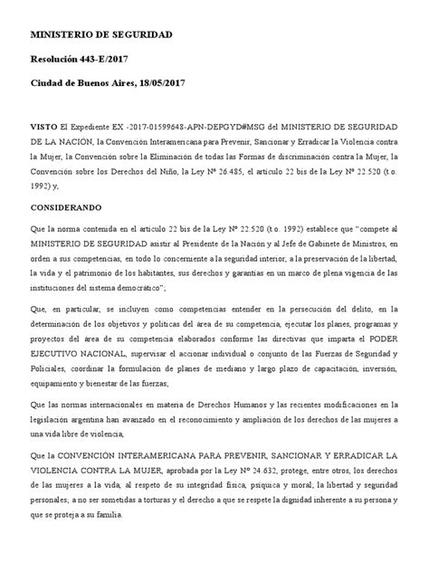 2017 Resolucion 443 Licencia Por Violencia De Genero Pdf La Violencia Contra Las Mujeres