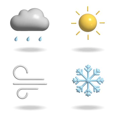 Set Of D Vector Weather Icons Realistic Glossy Plastic Symbols Of