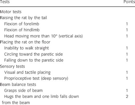 Modified Neurological Severity Score Points Download Scientific Diagram