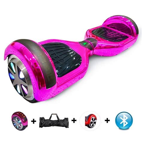 Hoverboard Rosa Cromado Bluetooth Led Lateral E Frontal E Roda