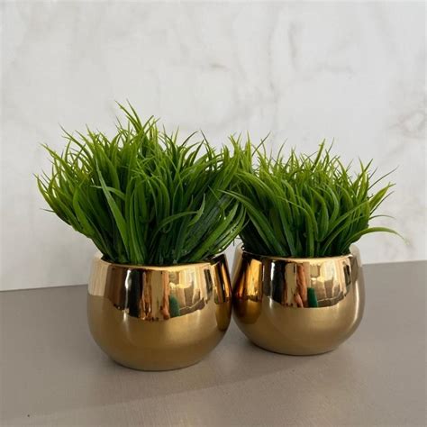 VASO DE CERÂMICA DOURADO MABI 5 8CM DECORETA HOME DECOR