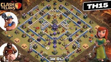 Queen Charge Th15 Ground Attack Healer Miner Hog Rider Coc War Youtube