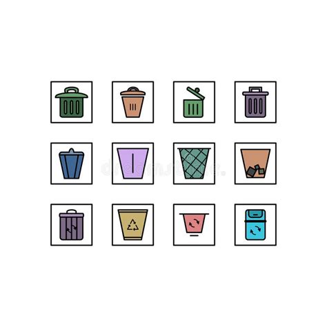 Recicle El Conjunto Del Icono L Nea Iconos Del Vector Sistema Del Cubo