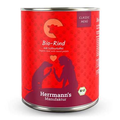 Herrmann s Bio Rind mit Süßkartoffeln Classic Nassfutter 6 x 800 g