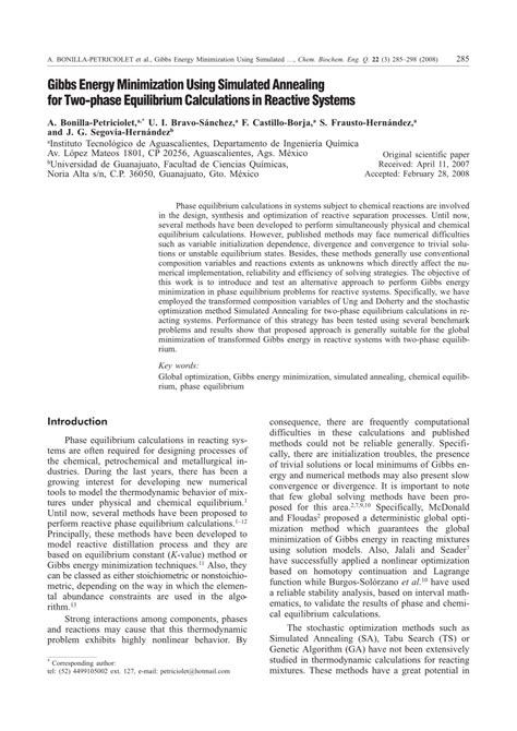 (PDF) Gibbs Energy Minimization Using Simulated Annealing for Two-phase ...