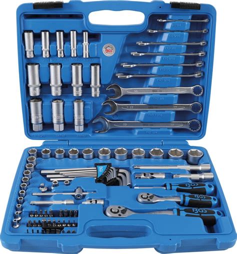 An Assortment Of Tools In A Blue Case