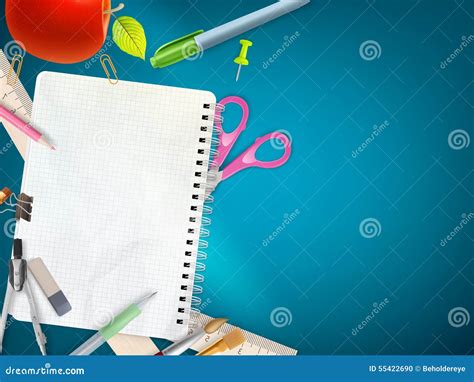 School Office Supplies Eps 10 Stock Vector Illustration Of College