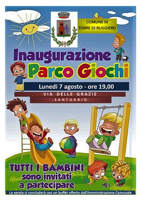 Torre di Ruggiero lunedì si inaugura il parco giochi comunale