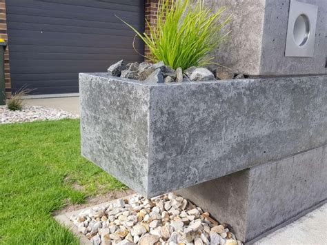 Concrete Charcoal 3 Piece Unique Custom Letterbox With Floating Planter